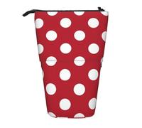Tcoay Red Polka White Dots,Standing Pencil Holder Stationery Bag Pencil Pouch Organizer Telescopic Pencil Case