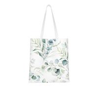 Tcoay Reusable Shopping Bag,Grocery Handbag, Multipurpose Canvas Shoulder Bag,Art Watercolor Leaf