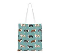 Tcoay Reusable Shopping Bag,Grocery Handbag, Multipurpose Canvas Shoulder Bag,Australian Shepherd Owners Dog Breed Cute Herding Dogs Aussie Dogs Animal