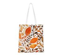 Tcoay Reusable Shopping Bag,Grocery Handbag, Multipurpose Canvas Shoulder Bag,Autumn Watercolor Leaves