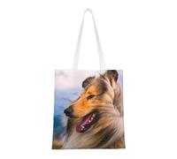 Tcoay Reusable Shopping Bag,Grocery Handbag, Multipurpose Canvas Shoulder Bag,Beautiful Rough Collie