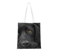 Tcoay Reusable Shopping Bag,Grocery Handbag, Multipurpose Canvas Shoulder Bag,Black Lab Labrador Dog Puppy Cute Dog