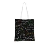 Tcoay Reusable Shopping Bag,Grocery Handbag, Multipurpose Canvas Shoulder Bag,Black Mathematical Symbols Mathematical Formula