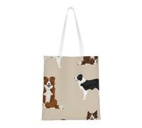 Tcoay Reusable Shopping Bag,Grocery Handbag, Multipurpose Canvas Shoulder Bag,Border Collie Mixed Basic Dog Breed Border