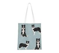 Tcoay Reusable Shopping Bag,Grocery Handbag, Multipurpose Canvas Shoulder Bag,Border Collie Pet Quilt B Quilt Coordinate Dog