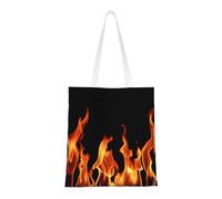 Tcoay Reusable Shopping Bag,Grocery Handbag, Multipurpose Canvas Shoulder Bag,Burning Flame Print Multicolor