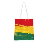 Tcoay Reusable Shopping Bag,Grocery Handbag, Multipurpose Canvas Shoulder Bag,Colorful Reggae Colors Green Rasta Jamaica Flag Jamaican