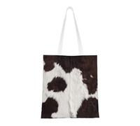 Tcoay Reusable Shopping Bag,Grocery Handbag, Multipurpose Canvas Shoulder Bag,Cow Skin Abstract Africa Animal Black