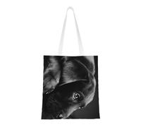 Tcoay Reusable Shopping Bag,Grocery Handbag, Multipurpose Canvas Shoulder Bag,Cute Black Labrador Dog