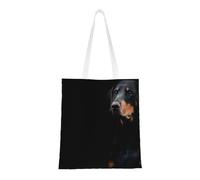 Tcoay Reusable Shopping Bag,Grocery Handbag, Multipurpose Canvas Shoulder Bag,Doberman Pinscher Pets Dogs Black Dogs Doberman