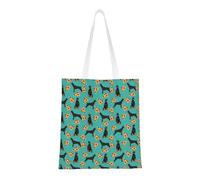 Tcoay Reusable Shopping Bag,Grocery Handbag, Multipurpose Canvas Shoulder Bag,Doberman Pinscher Pizza