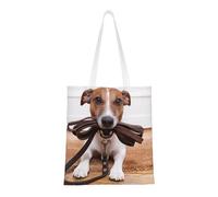 Tcoay Reusable Shopping Bag,Grocery Handbag, Multipurpose Canvas Shoulder Bag,Dogs Jack Russell Terrier Animals