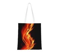 Tcoay Reusable Shopping Bag,Grocery Handbag, Multipurpose Canvas Shoulder Bag,Dragon Flames Burning Fire