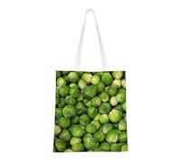 Tcoay Reusable Shopping Bag,Grocery Handbag, Multipurpose Canvas Shoulder Bag,Green Brussel Sprout Print