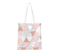 Tcoay Reusable Shopping Bag,Grocery Handbag, Multipurpose Canvas Shoulder Bag,Grey And Pink Rose Gold Marble Diamond