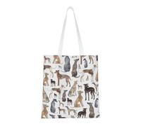 Tcoay Reusable Shopping Bag,Grocery Handbag, Multipurpose Canvas Shoulder Bag,Greyhound Whippet And Dog