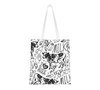 Tcoay Reusable Shopping Bag,Grocery Handbag, Multipurpose Canvas Shoulder Bag,Hand Draw Cow And Milk