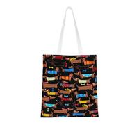 Tcoay Reusable Shopping Bag,Grocery Handbag, Multipurpose Canvas Shoulder Bag,I Love My Dog Dachshunds Print