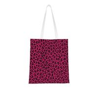 Tcoay Reusable Shopping Bag,Grocery Handbag, Multipurpose Canvas Shoulder Bag,Love Leopard Leopard Print In Hot Pink