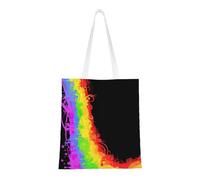 Tcoay Reusable Shopping Bag,Grocery Handbag, Multipurpose Canvas Shoulder Bag,Love Wins Rainbow