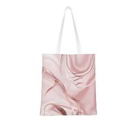Tcoay Reusable Shopping Bag,Grocery Handbag, Multipurpose Canvas Shoulder Bag,Pink Marble Abstract