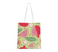 Tcoay Reusable Shopping Bag,Grocery Handbag, Multipurpose Canvas Shoulder Bag,Pomegranate Fruit, Lovely Pomegranate Seeds, Fruit Pattern