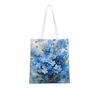 Tcoay Reusable Shopping Bag,Grocery Handbag, Multipurpose Canvas Shoulder Bag,Watercolor Forget Me Not Flowers