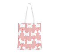Tcoay Reusable Shopping Bag,Grocery Handbag, Multipurpose Canvas Shoulder Bag,Westie Dogs Pattern