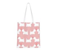 Tcoay Reusable Shopping Bag,Grocery Handbag, Multipurpose Canvas Shoulder Bag,Westie Dogs Pattern