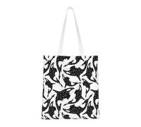 Tcoay Reusable Shopping Bag,Grocery Handbag, Multipurpose Canvas Shoulder Bag,Whale Orca Killer