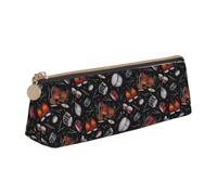 Tcoay Rock Drum Stand, Pencil Case Portable Triangle Pencil Pouch with Zipper PVC Leather Cosmetic Bag for Teens Adults