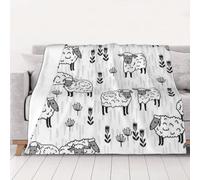 Tcoay Sheep Grey And White Farm Animals Design,Throw Blanket Soft Flannel Fleece Throw Blanket for Bed Sofa Travel,80"x60"
