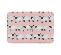 Tcoay Sheep Pastel Pink Sheep Wool Farm Animal,Doormat Carpet Mat Rug Polyester Non-Slip Floor Decor Absorbent Bathroom Pad