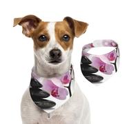 Tcoay Stones And Pink Orchid,Pet Bib Scarf Cats Dog Bandana Dogs Towel Bib Adjustable Pet Scarf,L