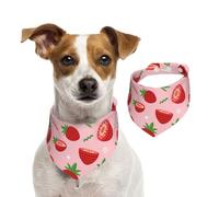Tcoay Strawberry On Pink,Pet Bib Scarf Cats Dog Bandana Dogs Towel Bib Adjustable Pet Scarf,L