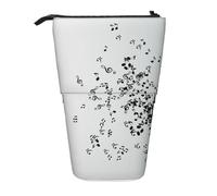 Tcoay Torn Vinyl Record and Musical Notes Flying in The Air,Standing Pencil Holder Stationery Bag Pencil Pouch Organizer Telescopic Pencil Case