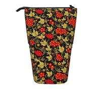 Tcoay Traditional Russian Khokhloma,Standing Pencil Holder Stationery Bag Pencil Pouch Organizer Telescopic Pencil Case