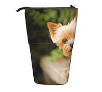 Tcoay Yorkshire Terrier Bokeh Cute Dogs Wall,Standing Pencil Holder Stationery Bag Pencil Pouch Organizer Telescopic Pencil Case