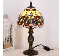 TCODTPOL 8X15 Inches Small Tiffany Lamp Stained Glass Table Lamp Mini Desk Accent Light for Bedroom Bedside Reading Home Antique Style Decor (Serenity Victorian)