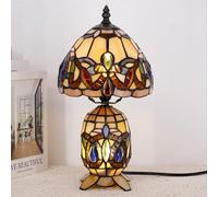 TCODTPOL Small Tiffany Lamp Stained Glass Table Lamp 8X14 Inches Mini Mother Daughter Vase Desk Accent Night Light for Bedroom Bedside Reading Home Antique Style (Serenity Victorian)