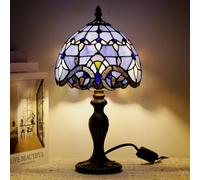 TCODTPOL Small Tiffany Lamp Stained Glass Table Lamp Mini Desk Accent Light for Bedroom Bedside Reading Home Antique Style Decor 8X15 Inches (Blue Baroque)