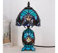 TCODTPOL Small Tiffany Stained Glass Table Lamp 8X14 Inches(Green)