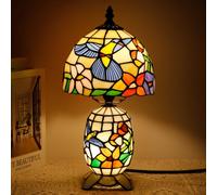 TCODTPOL Small Tiffany Stained Glass Table Lamp 8X14 Inches(Hummingbird)