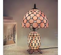 TCODTPOL Small Tiffany Stained Glass Table Lamp 8X14 Inches(Pink)