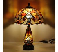 TCODTPOL Tiffany Lamp Stained Glass Table Lamp 12X19 Inches Mother Daughter Vase Desk Accent Night Light for Bedroom Bedside Reading Home Antique Style (Red Stained)