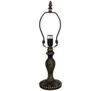 TCODTPOL Tiffany Table Lamp Base Replacement Only Fit for Stained Glass Table Lamp Shade, Resin Finished in Bronze with Harp and Final (W4H15 Inch)