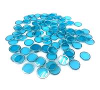 TCOINERY Bingo Lotto Game Accessories Transparent Counting Chips with Metal Edge Magnetic Casino Game Night Tokens/Education Math Markers/Chess/Number Alphabet Sorting Discs (Blue)