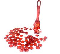 TCOINERY Bingo Lotto Game Set - Transparent Magnetic Wand & Semitransparent Chips - Family Casino Game Night Tokens, STEM Learning Accessories, Alphanumeric Counting and Sorting Chess (Red)