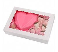 Tcoivs 20-Pack Bakery Boxes with Window, 12" x 8" x 2.5", Large White Cookie Boxes, Auto-Popup Treat Boxes for Pies, Cakes, Muffins, Donuts and Pastries