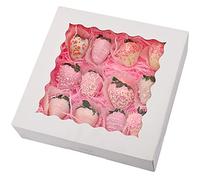 Tcoivs 20-Pack White Square Pie Boxes with Window, 9" x 9" x 2.5", Auto-Popup Cookie Boxes for Baked Goods